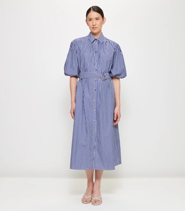 Gathered Detail Belted Shirt Dress - Preview