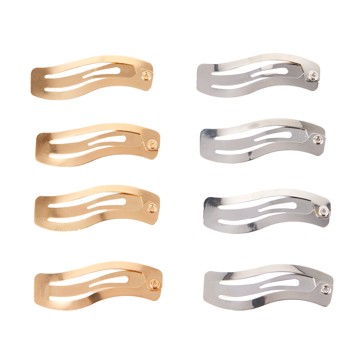 8 Pack Silver Tone and Gold Tone Wavy One Touch Hair Clips - OXX Haircare
