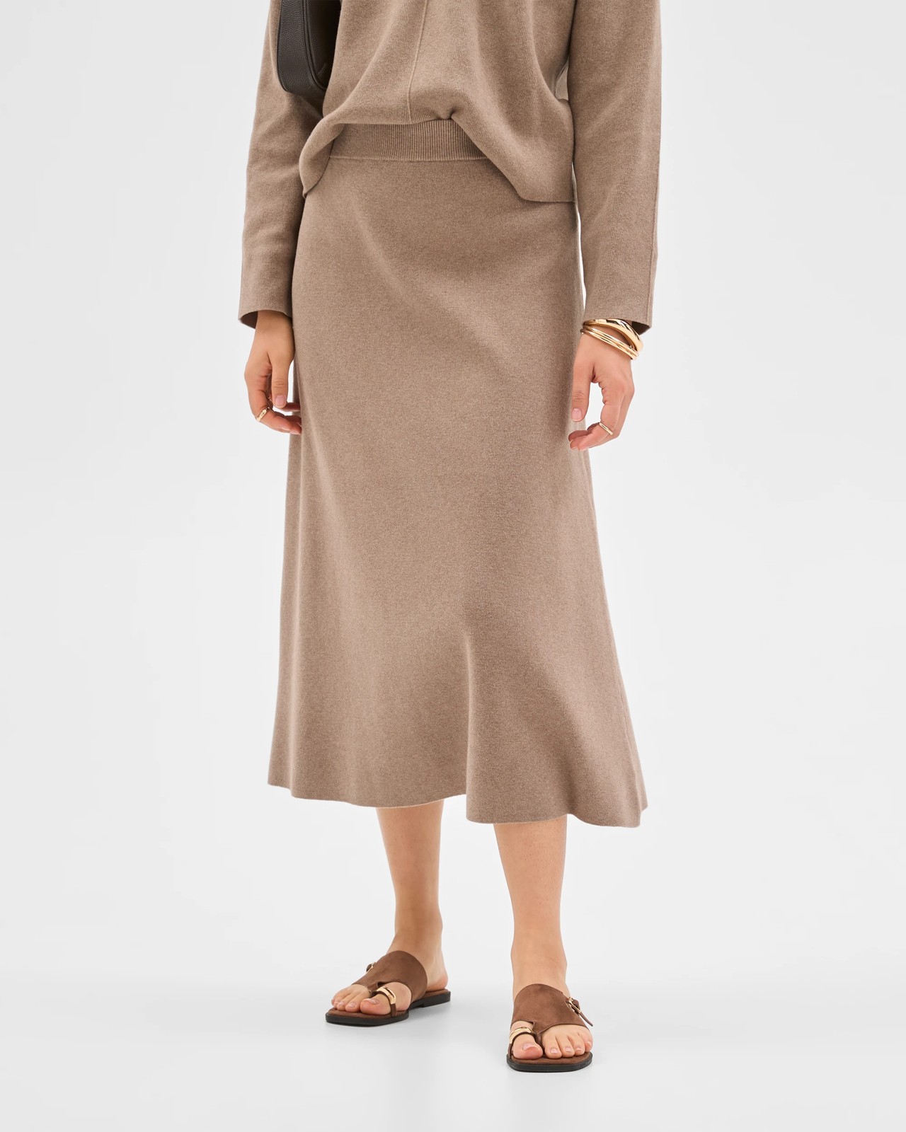 Preview Australian Cotton Blend A-Line Polished Midi Skirt - Moon Grey 6 of 6