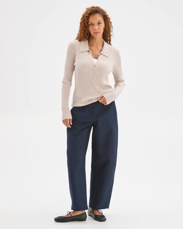 Fine Knit Double Layer Polo Sweater