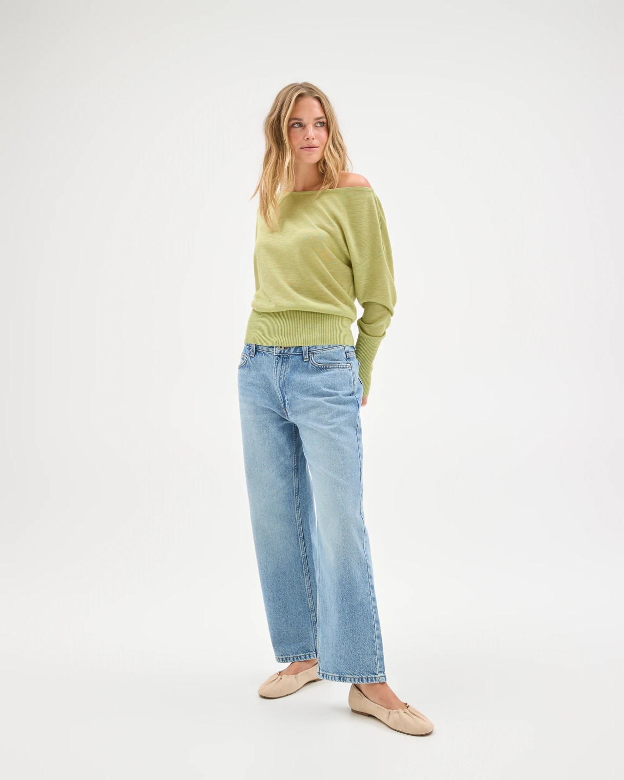 Lily Loves Slub Off Shoulder Knit Top - Matcha 5 of 5