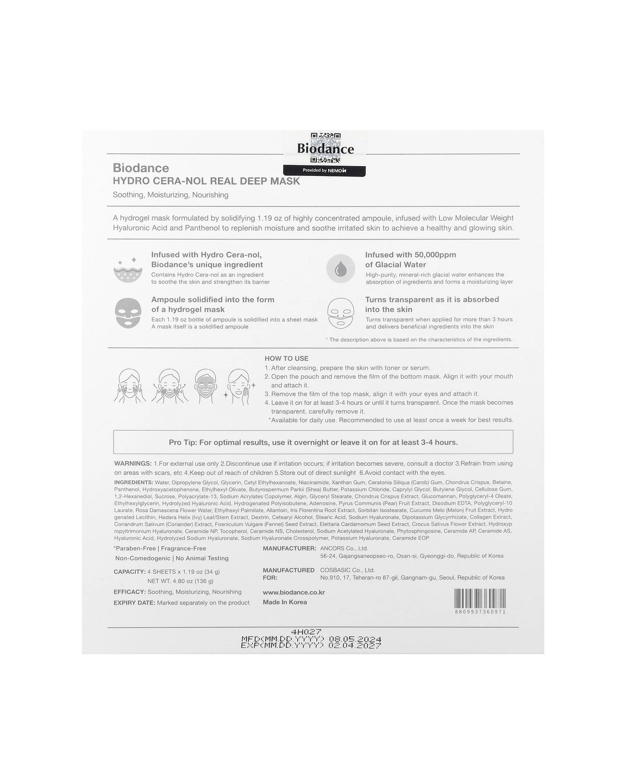 Hydro Cera-Nol Real Deep 4 Pack Mask Bundle 2 of 3