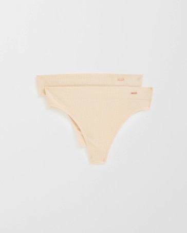 Lily Loves 2 Pack Ribbed Seamfree High Waisted G-String Briefs