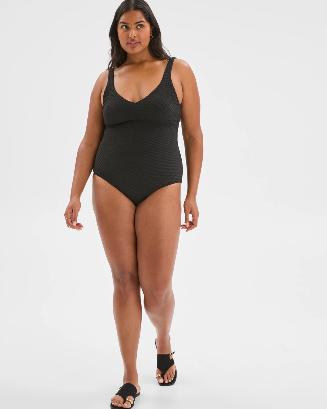 Halter Neck Crinkle One Piece Swimsuit - Black 5 of 5