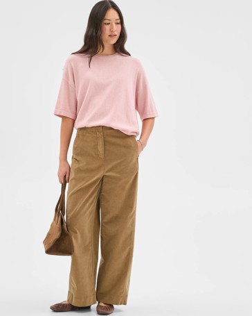 Cropped Wide Leg Cord Pants