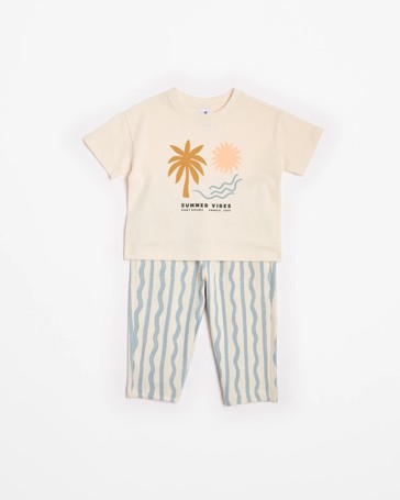 Baby Boys Organic Cotton Short Sleeve T-shirt & Trackpant 2 Piece Set