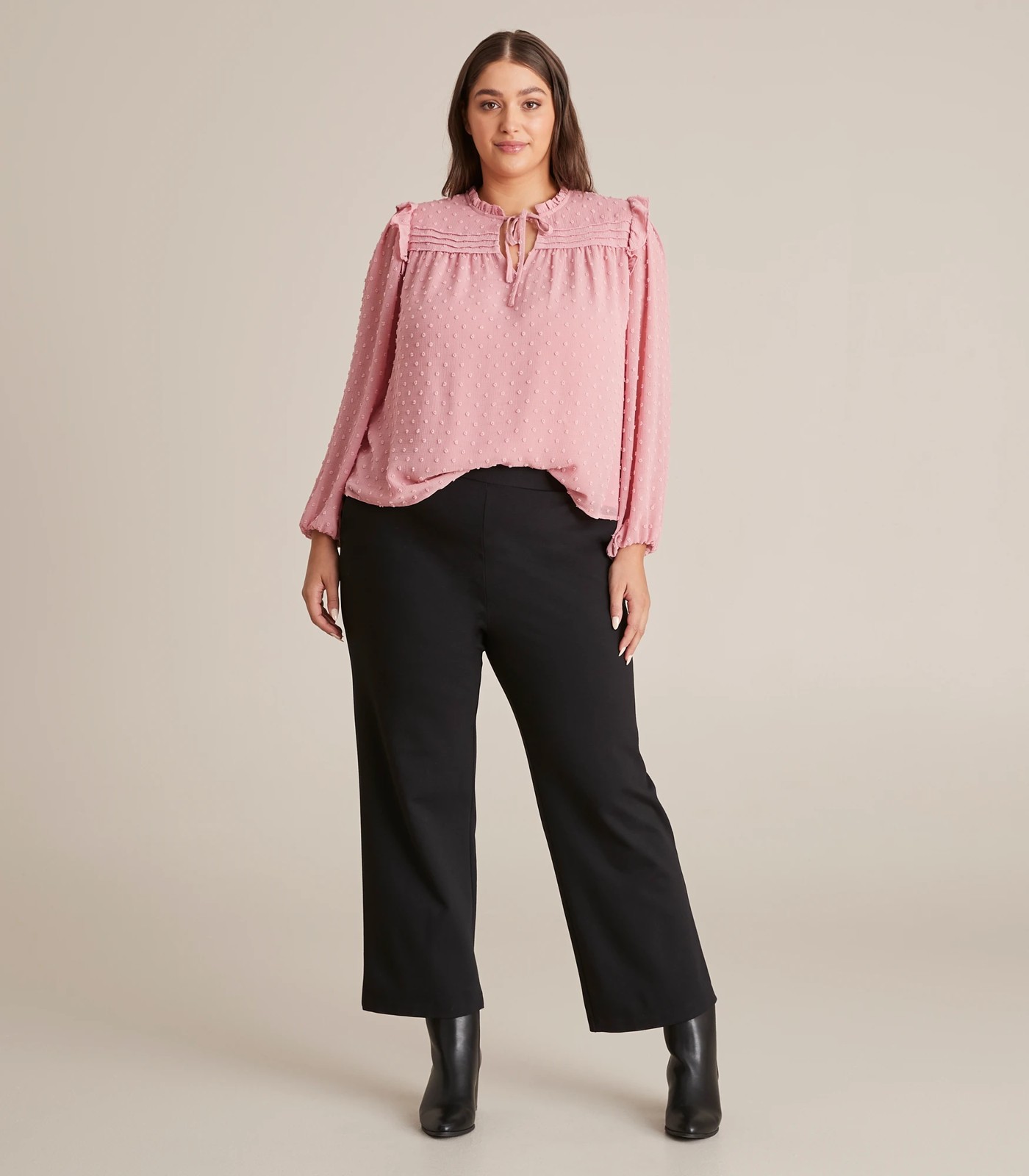 Curve Long Sleeve Pintuck Dobby Blouse 2 of 6