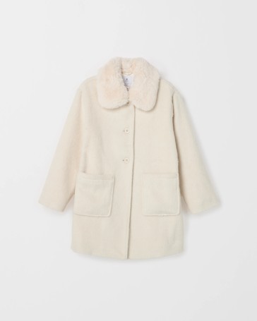 Longline Faux Fur Collar Coat