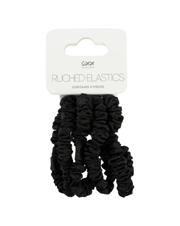 OXX Haircare 4 Piece Ruched Hair Elastics - Black