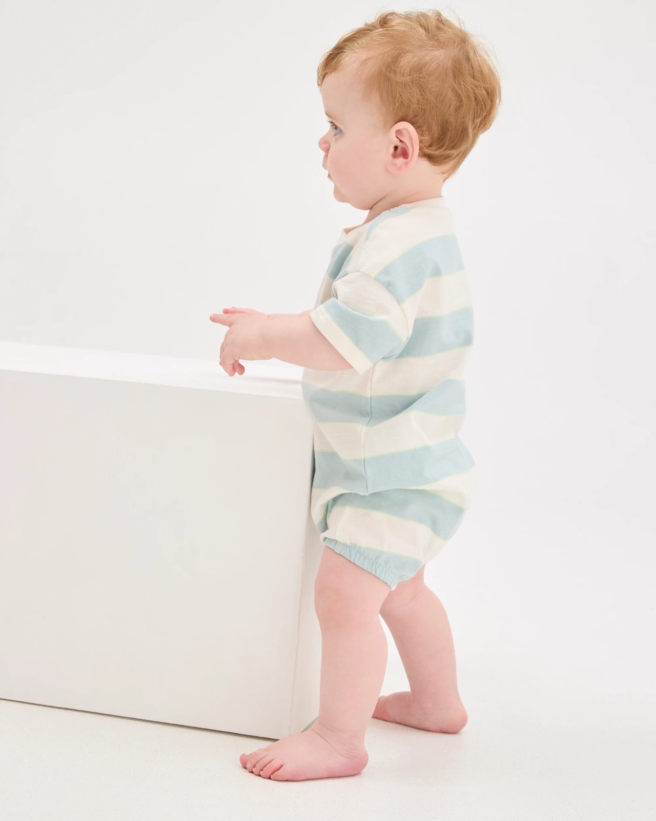 Baby Organic Cotton Slouchy Romper - Blue Octopus Stripe 3 of 5