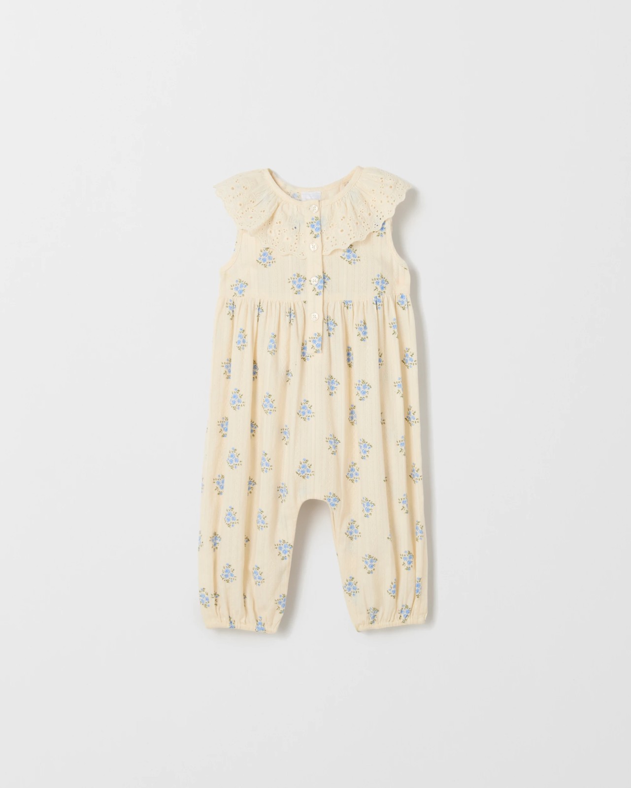 Baby Sleeveless Woven Romper - Floral Gardenia 5 of 5