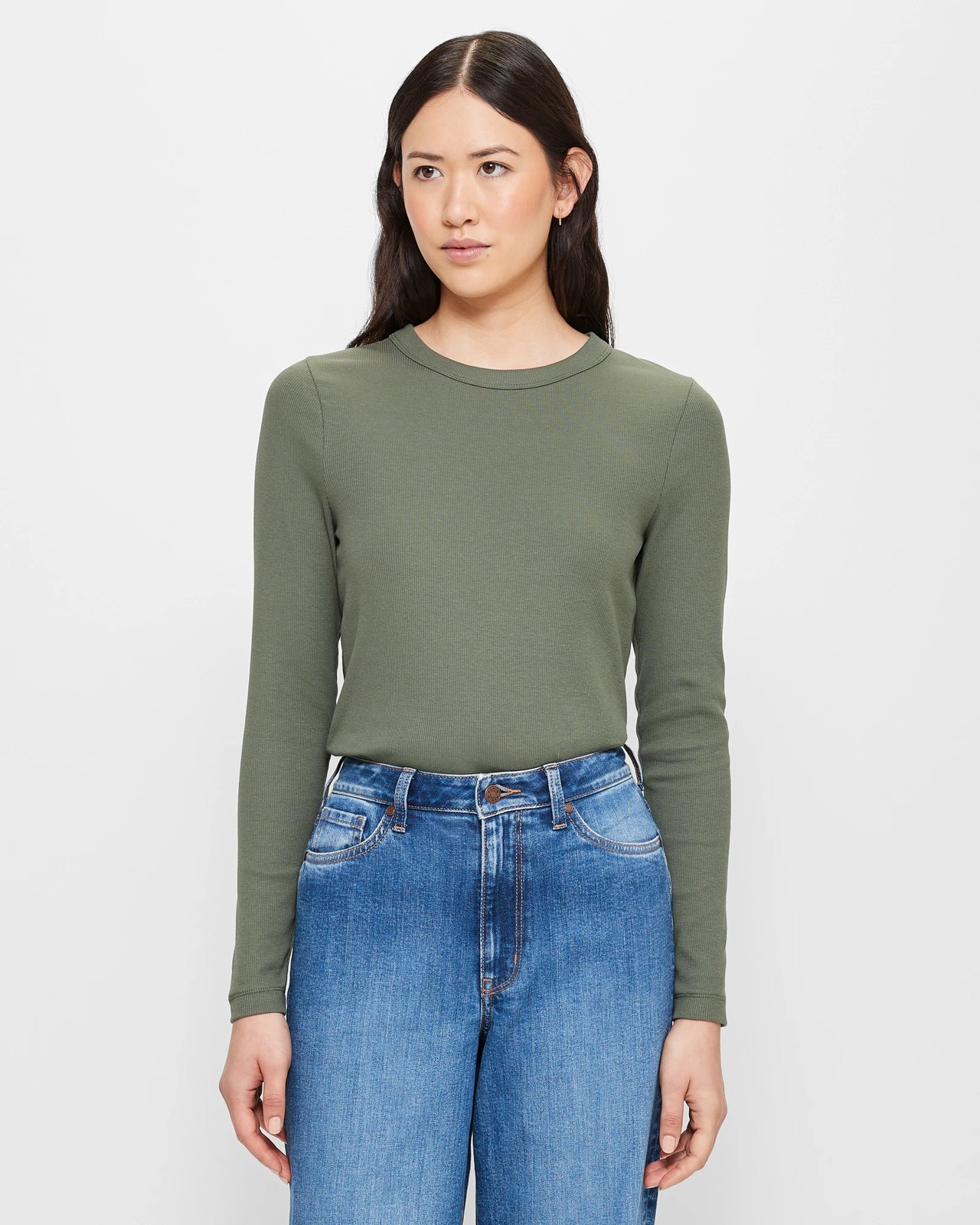 Australian Cotton Long Sleeve Rib Layering T-Shirt | Target Australia