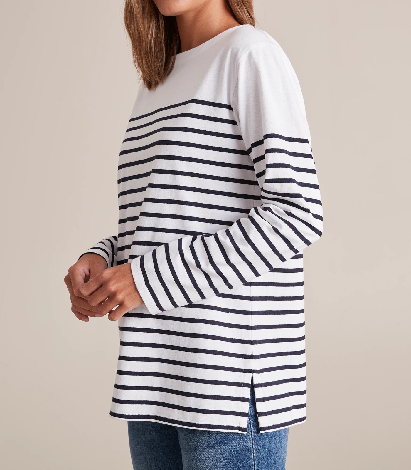 Long Sleeve Boat Neck Stripe Top 3 of 5