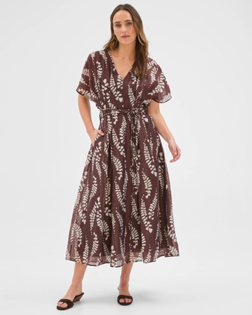 Preview Short Sleeve Tuck Detail Midi Dress