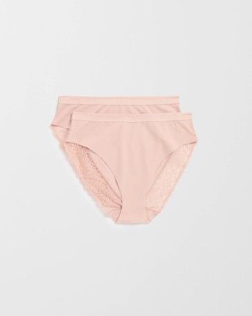 Australian Cotton Blend 2 Pack Luna Lace Light Shaping High Cut Briefs