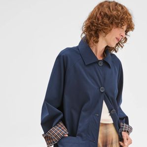Long Sleeve Check Detail Mac Coat product image