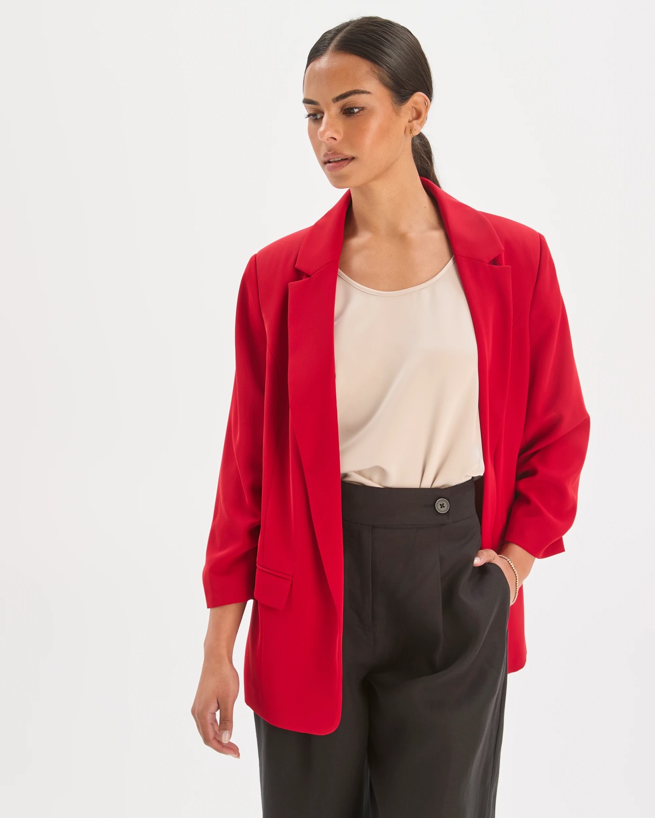 Preview Ruched Sleeve Blazer - Scarlet Red 5 of 6