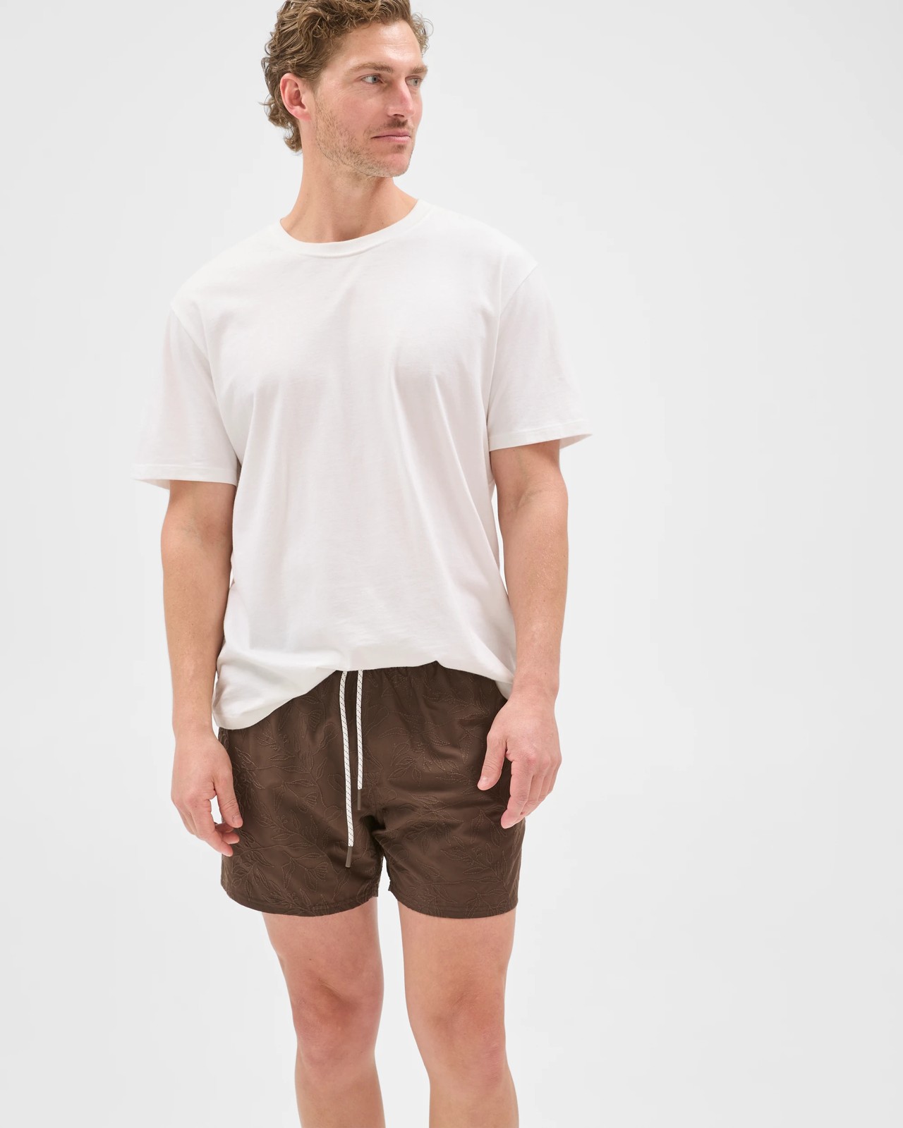 Embroidered Volley Shorts - Chocolate 2 of 6