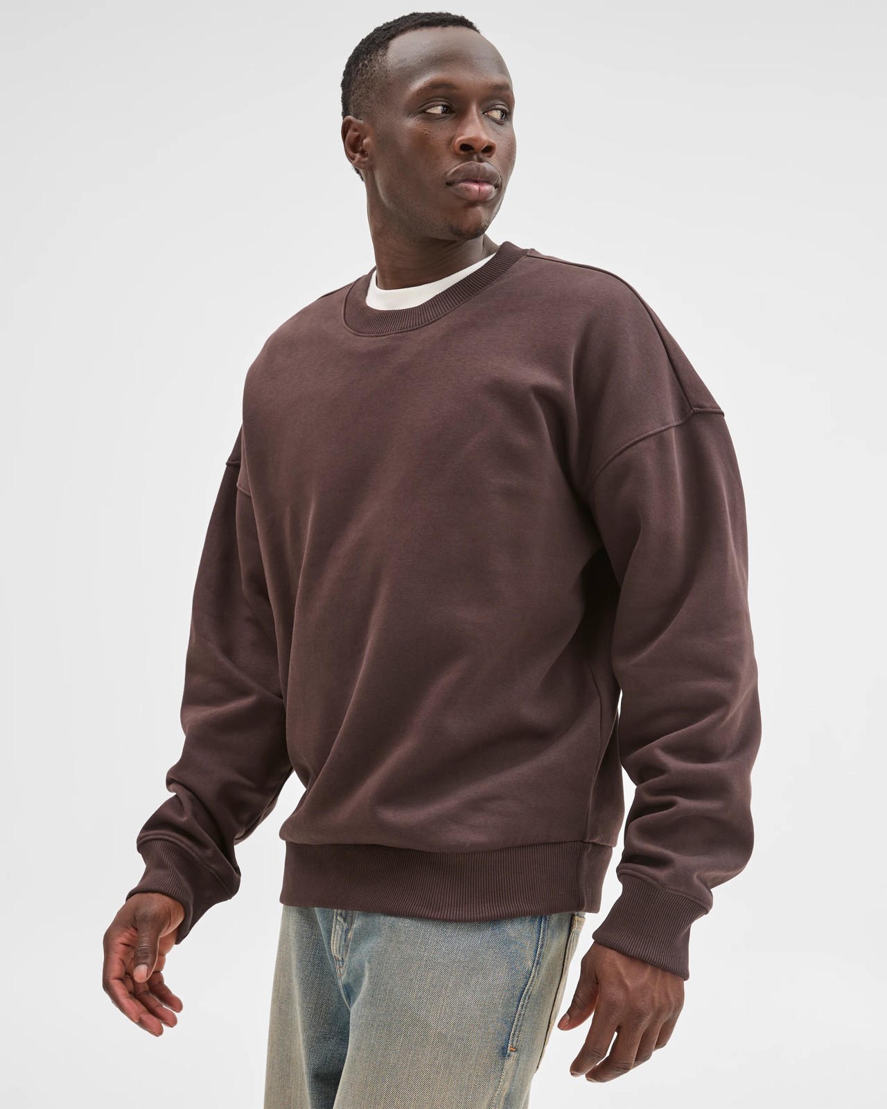 Commons Australian Cotton Blend Oversized Heavyweight Sweat Top - Dark Brown 3 of 5