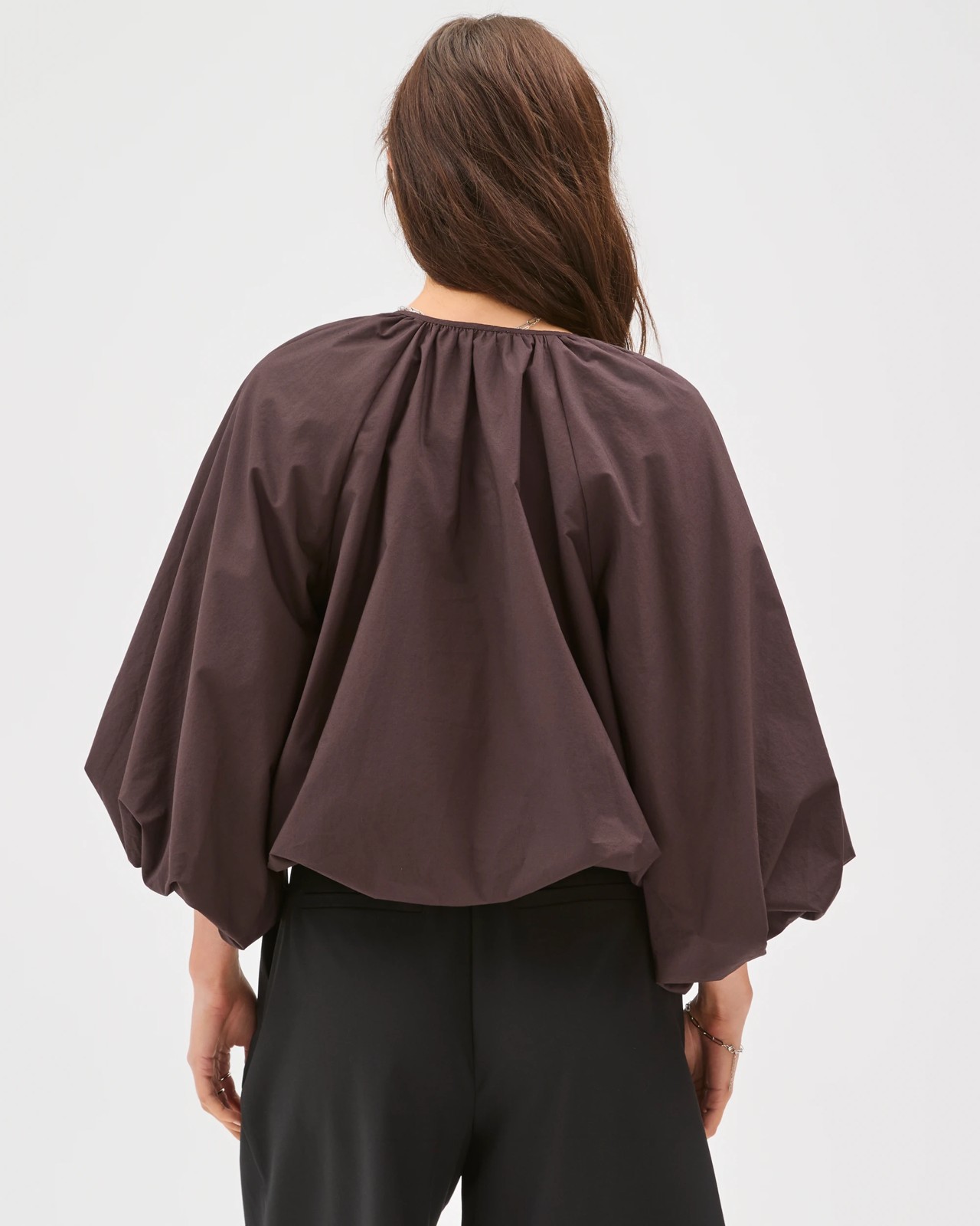 Lily Loves Long Balloon Sleeve Top - Chocolate 6 of 6