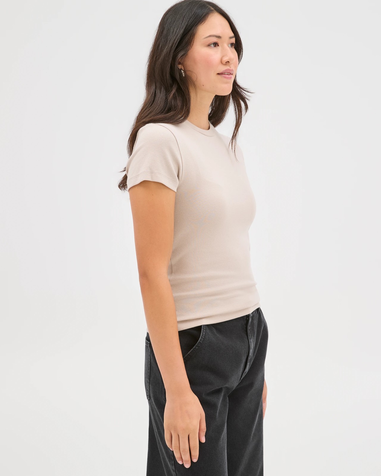 Australian Cotton Blend Stretch T-Shirt - Pebble 5 of 5