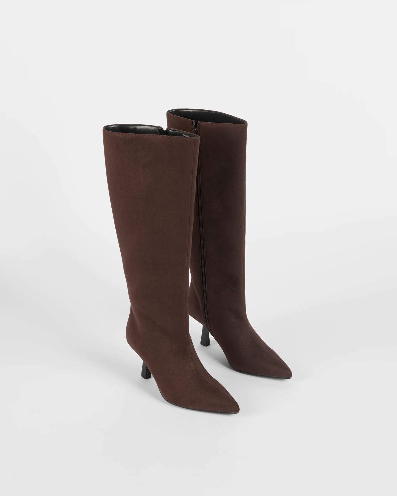 High Heel Long Boots - Scarlet - Straight Choc FX Suede 2 of 3