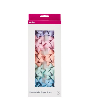 10 Piece Mini Paper Bows, Pastel - Anko