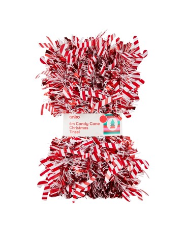 Anko 6m Candy Cane Christmas Tinsel