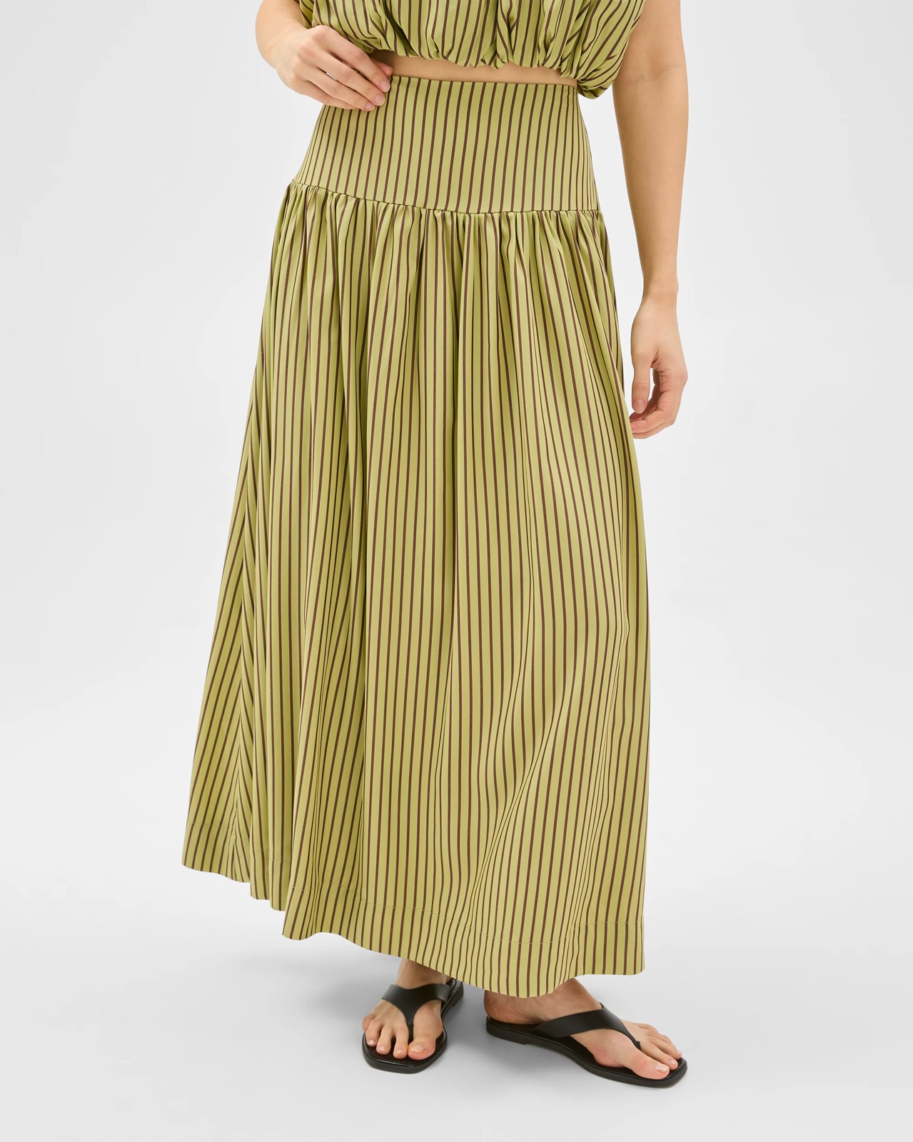 Lily Loves Lyocell A-Line Maxi Skirt - Matcha Stripe 5 of 6