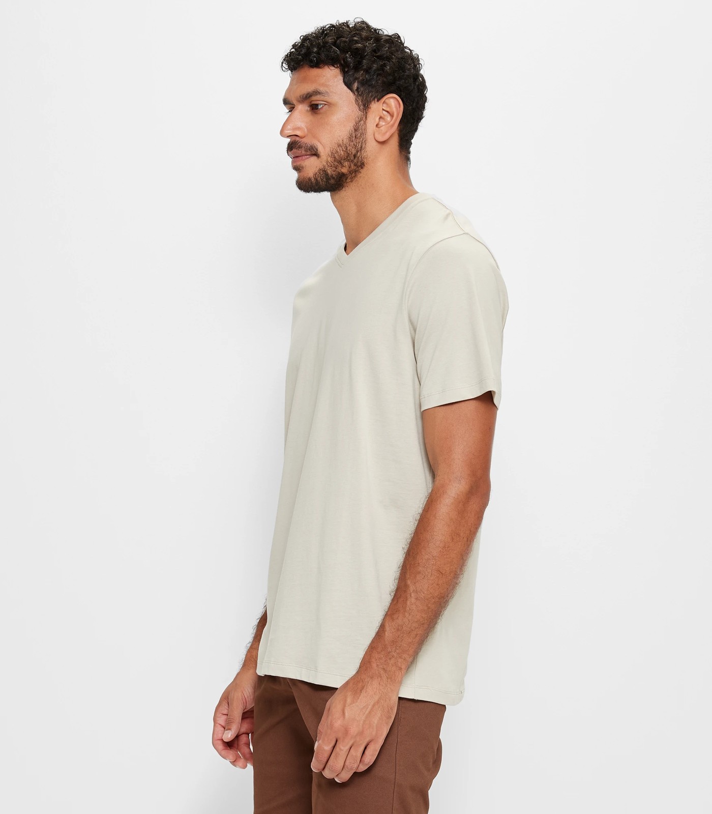 Australian Cotton V-Neck T-Shirt - Stone | Target Australia