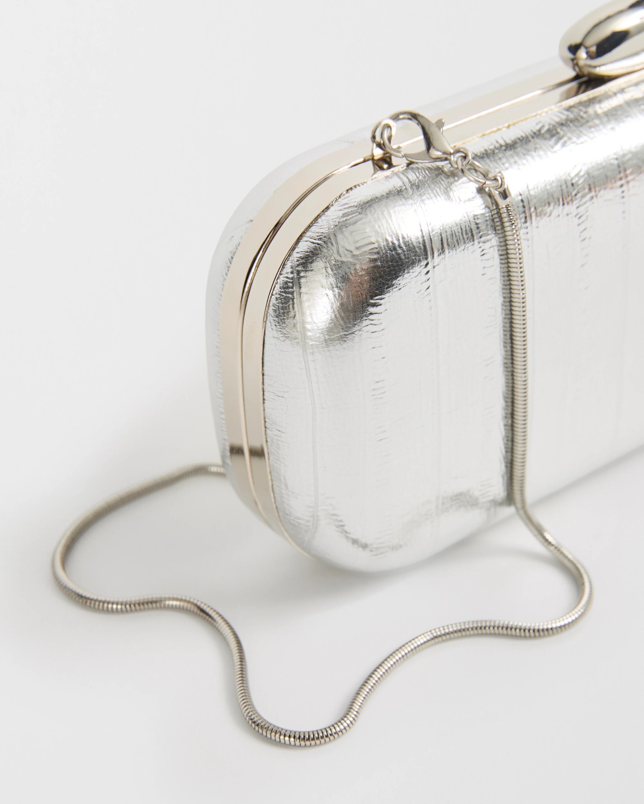 Embossed Hard Clutch Bag - Silver 2 of 3