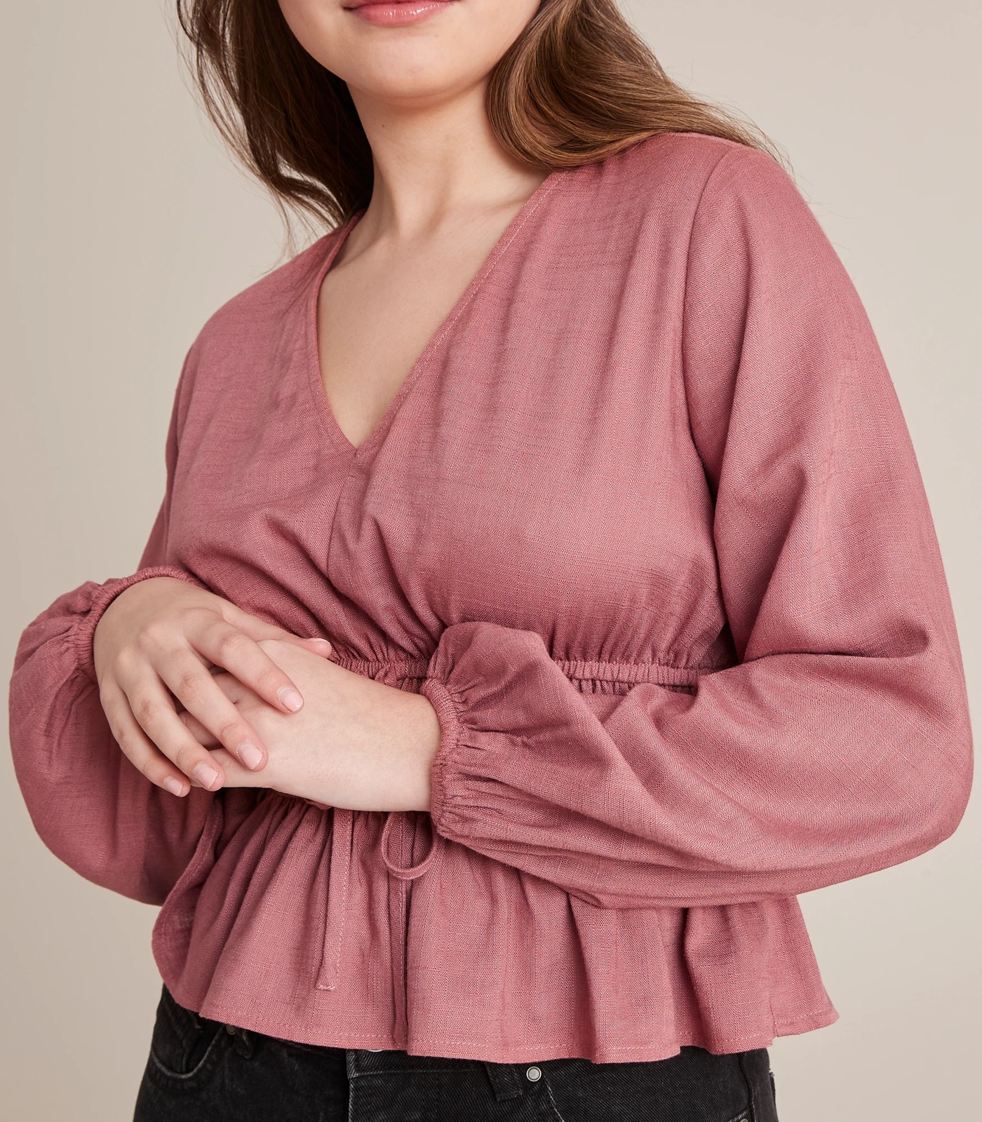 Dannii Minogue Petites Linen Blend Tie Detail Blouse Target Australia