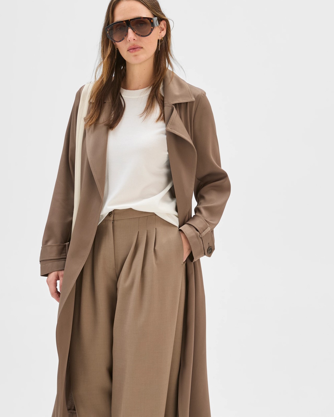 Satin Drape Trench Coat 2 of 6
