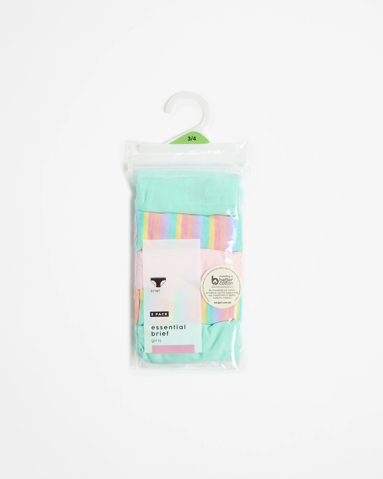 Girls Essential Brief 5 Pack - Rainbow Stripe 2 of 2
