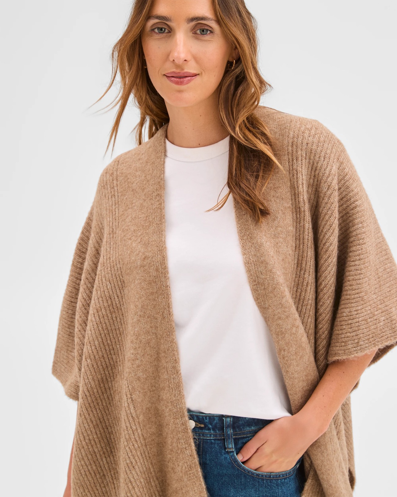 Knitted Poncho - Taupe Marle 5 of 6