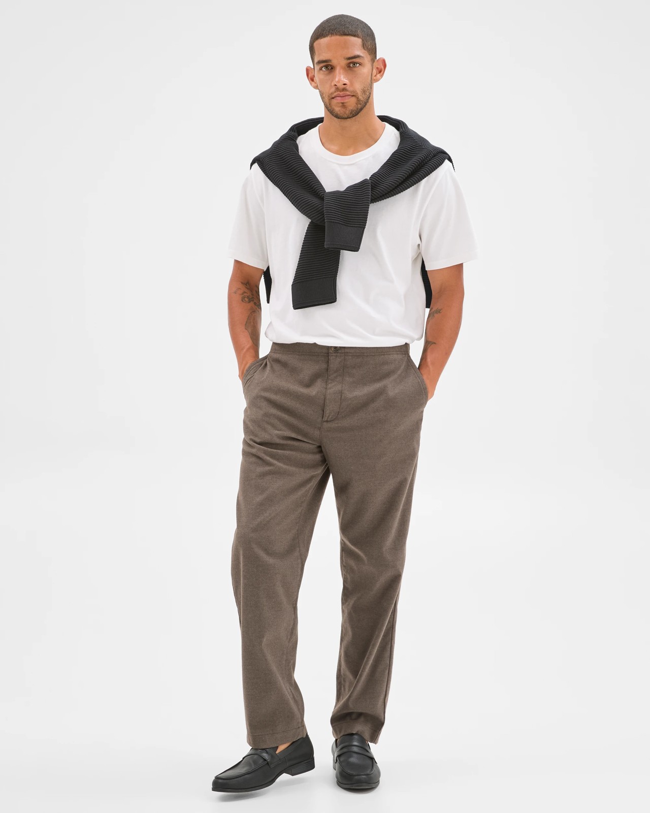 Brushed Relaxed Pants - Chocolate 2 of 6