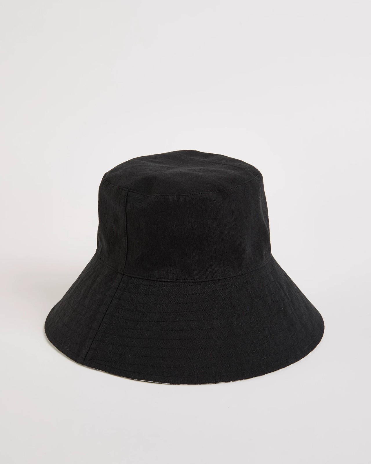 Wide Brim Reversible Bucket Hat - Black Stripe 3 of 3