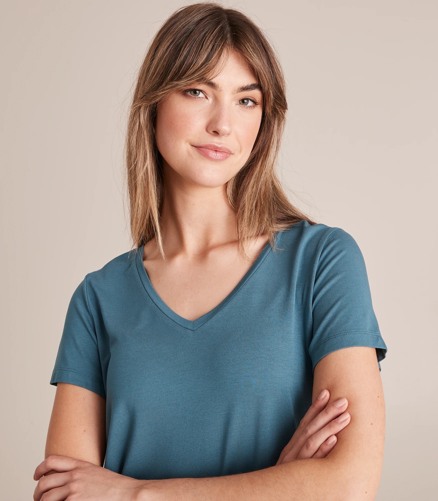 Modal/Elastane V-Neck T-Shirt 2 of 5