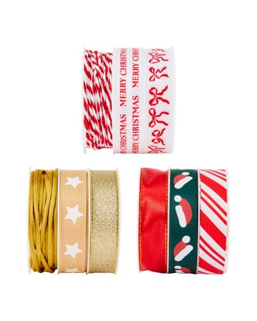 Anko 3 Pack Christmas Gift Ribbons - Assorted