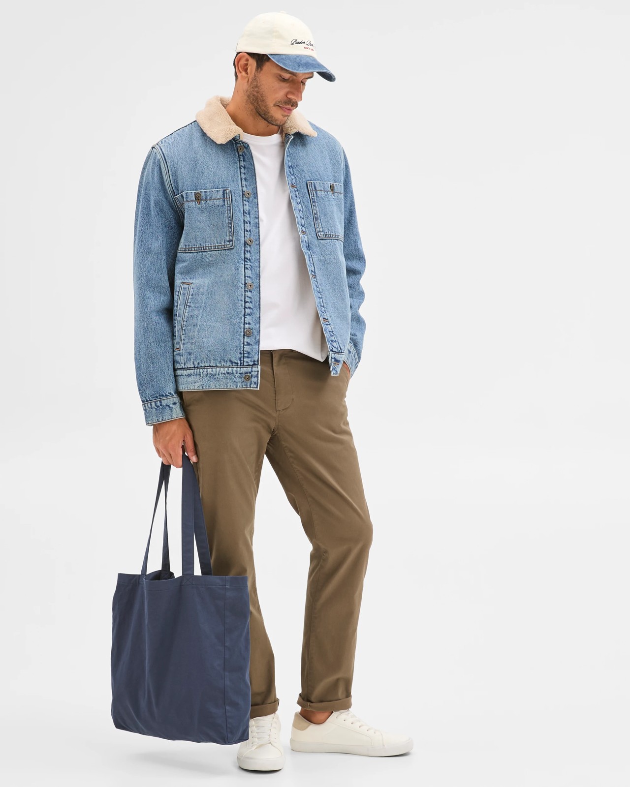 Denim Sherpa Jacket - Mid Indigo 2 of 6