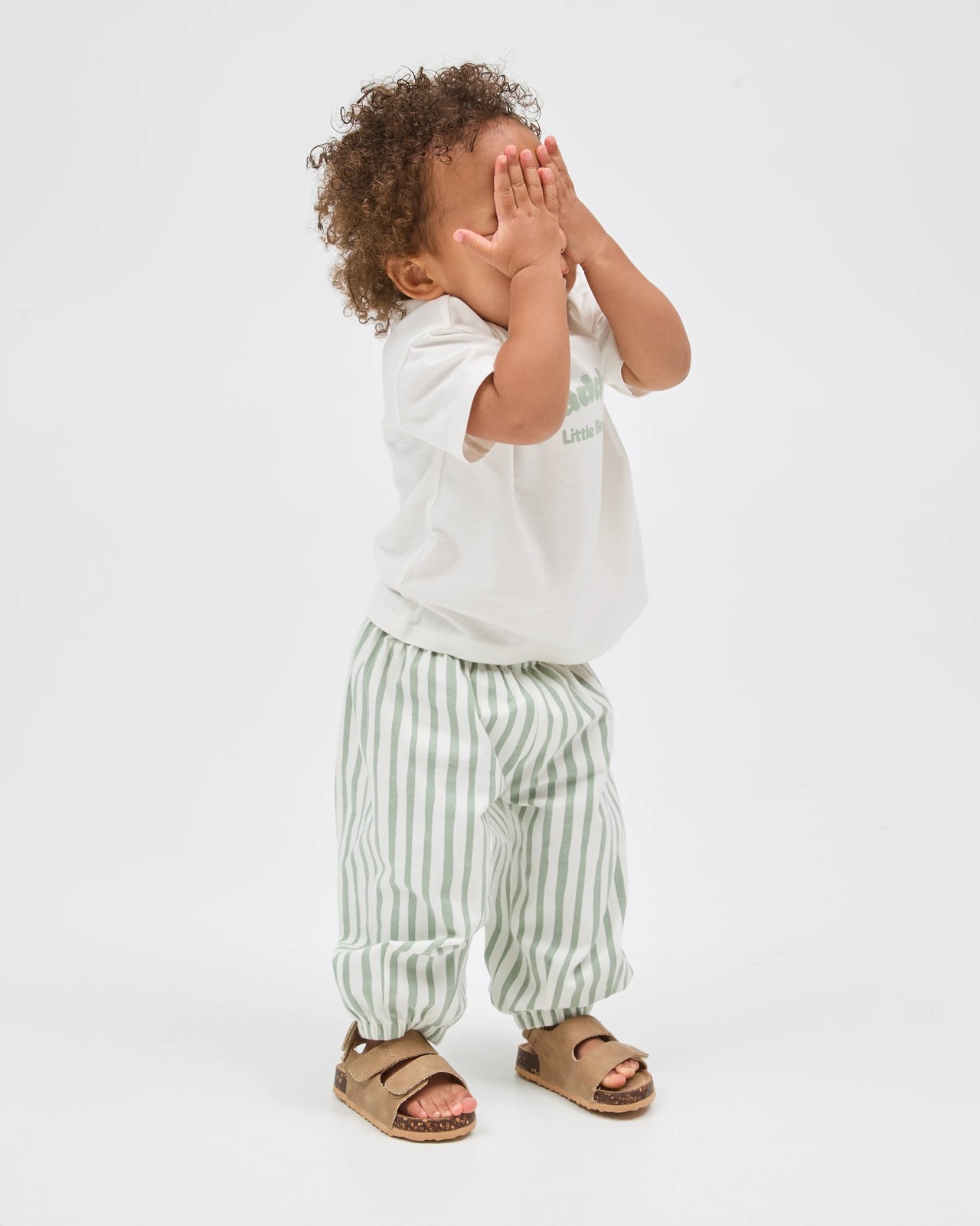 Baby Organic Cotton Jersey Balloon Pants - Stripe Della Robbia Blue 3 of 6