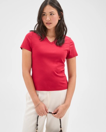 Preview Australian Cotton V-Neck Interlock T-Shirt
