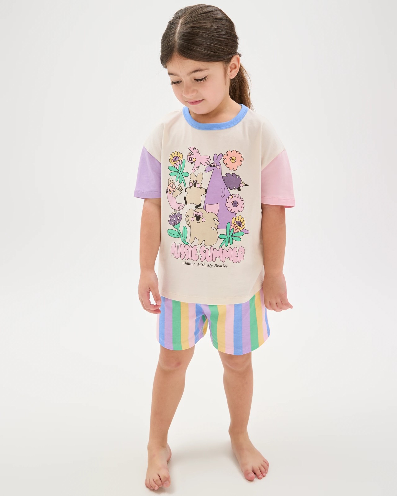 Australian Cotton Younger Girls Oversized Jersey Pyjama Set - Australia Multi 3 of 6