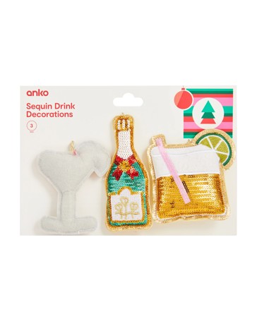 Anko 3 Pack Sequin Drink Decorations