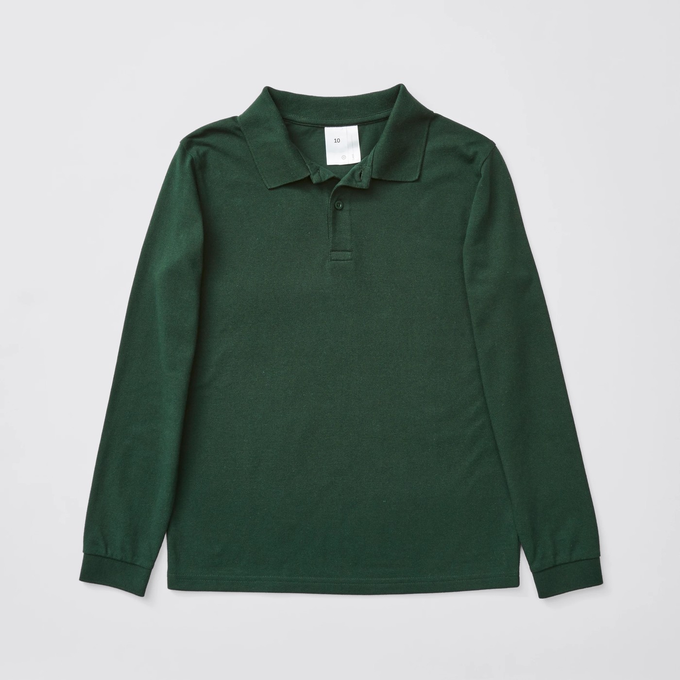 Long Sleeve School Polo Top - Green 4 of 4