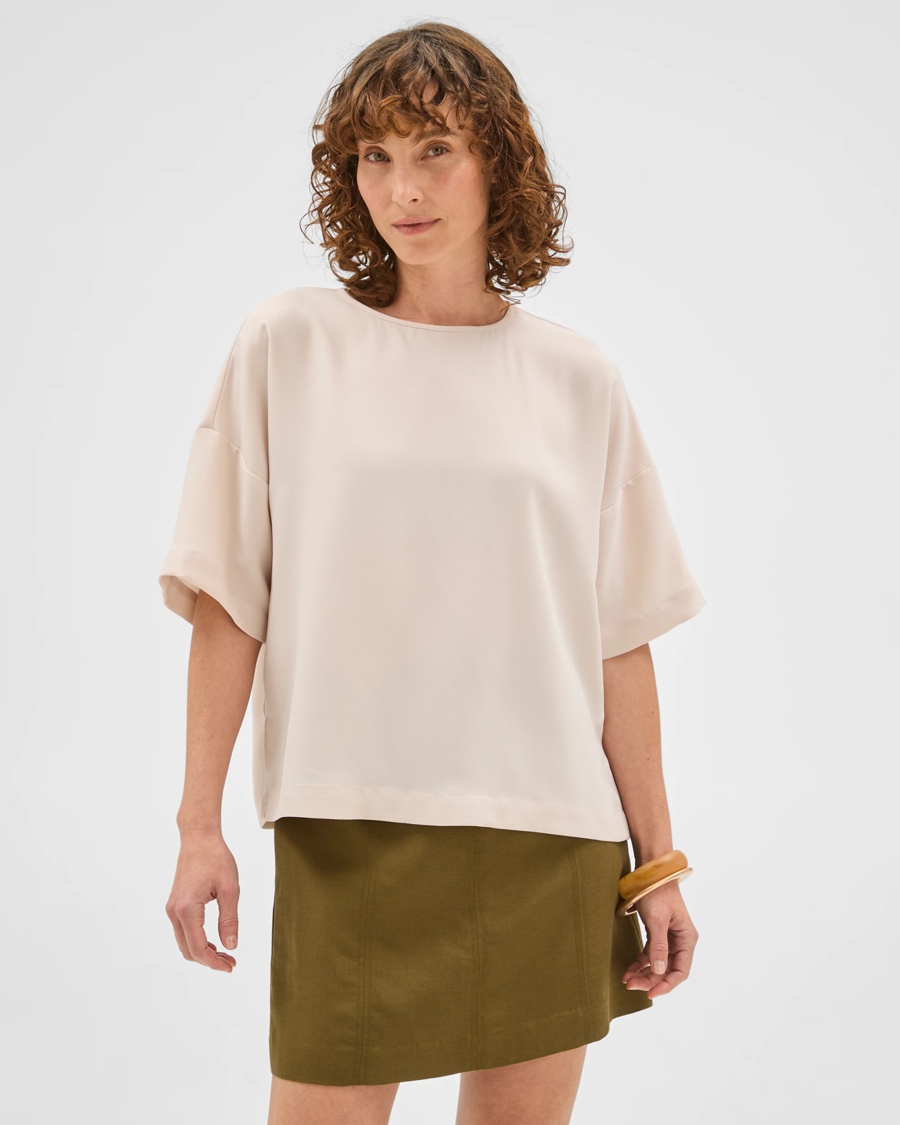 Preview Simone Crepe Boxy T-Shirt - Pumice 5 of 6