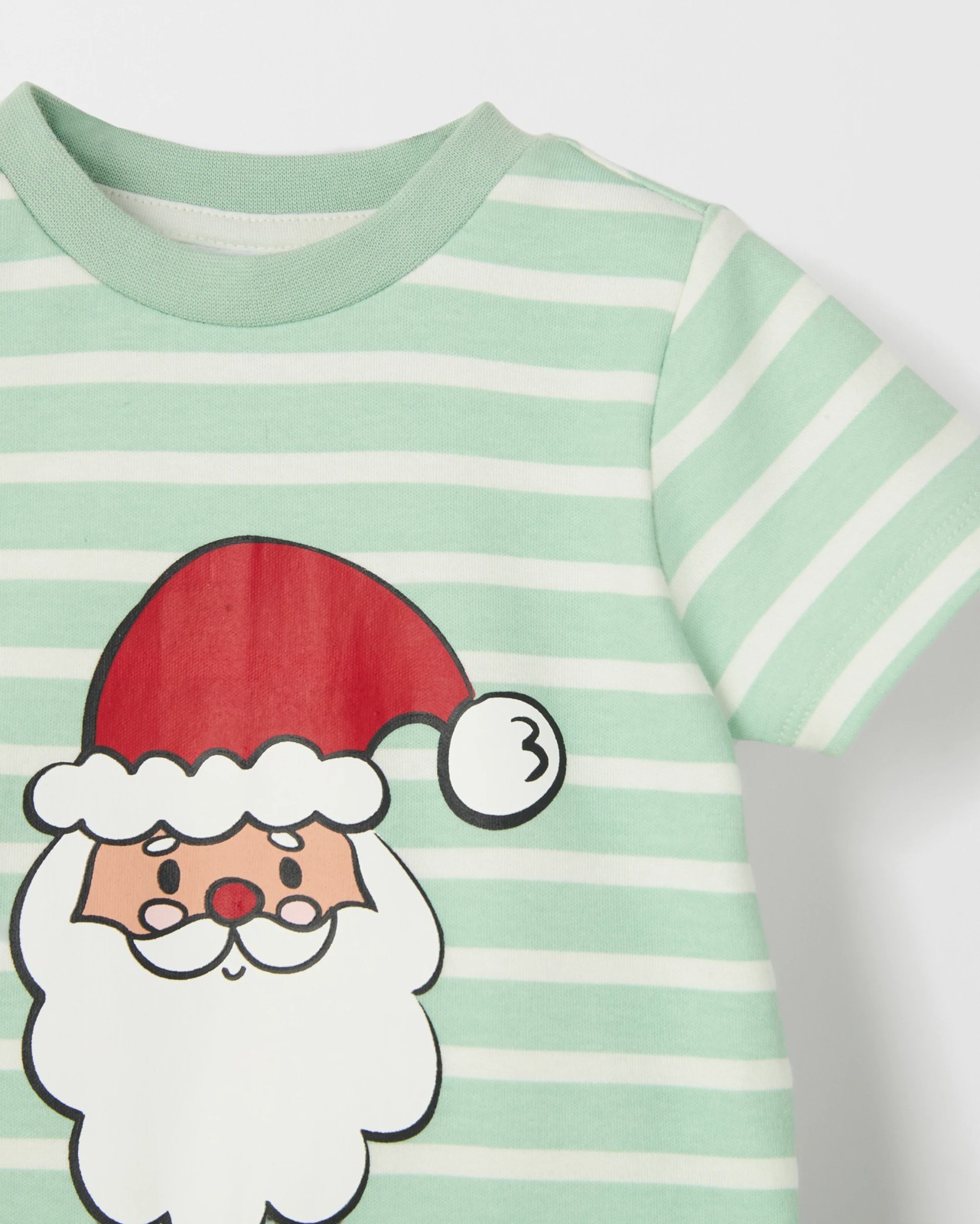 Christmas Interlock Pyjama Set - Green/White Santa 4 of 5