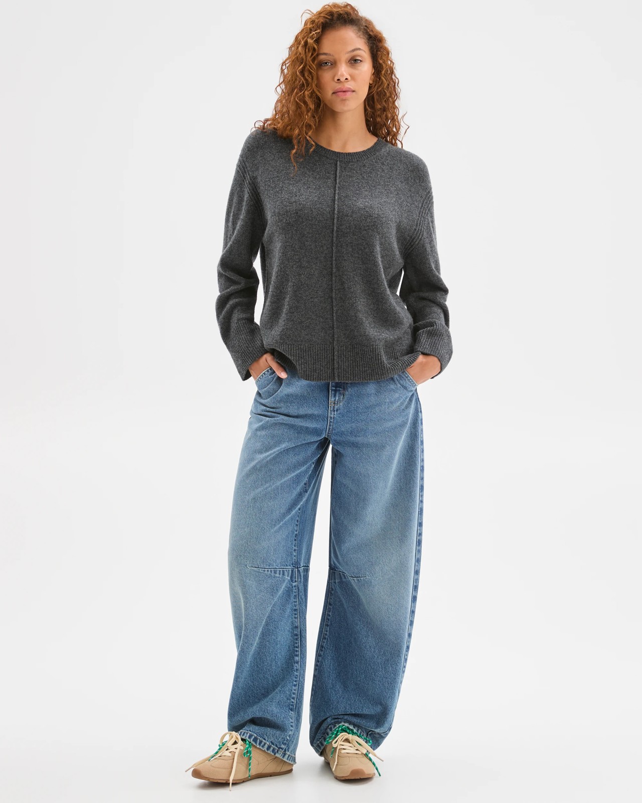 Lambswool Long Sleeve Sweater - Dark Grey Marle 2 of 5