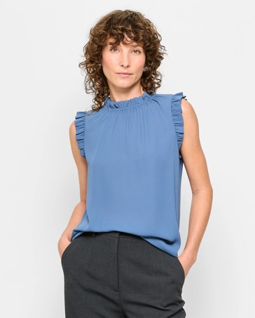Sleeveless Ruffle Neck Tank Top - Preview