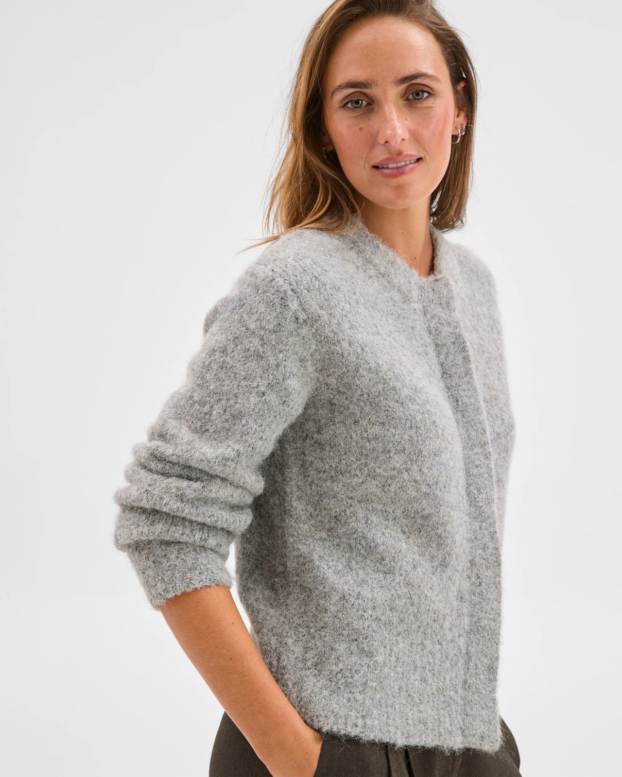Preview Long Sleeve Plush Cardigan - Mid Grey Marle 4 of 6